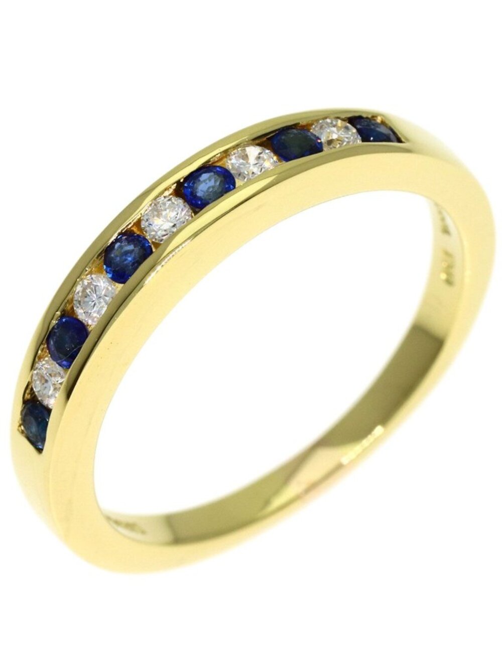 Tiffany & Co Half Eternity Sapphire Diamond Ring 18k Yellow Gold - Picture 2 of 11